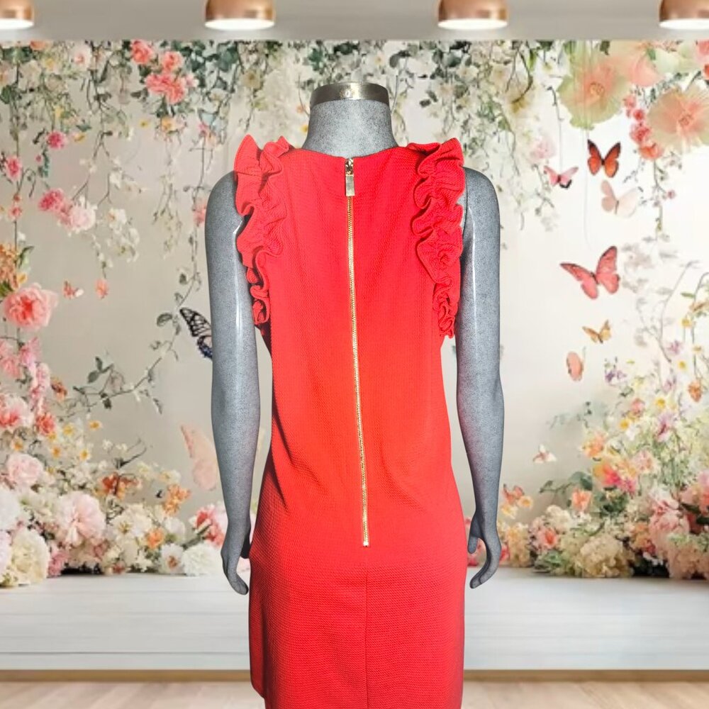 Vince Camuto Women's Orange Mini Sheath Sleeveless Dress Size 10 - Picture 4 of 7